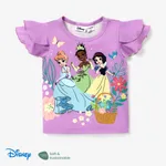 Disney Princess Criança Menina Extremidades franzidas Infantil Manga curta T-shirts Roxa