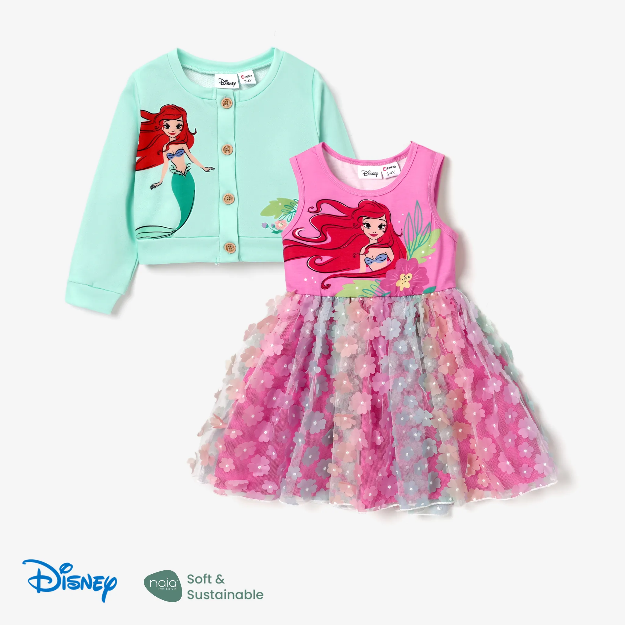 Disney Princess Toddler Girl 2pcs Character Naiaâ¢ Print Tank Dress And Long-sleeve Cardigan Set