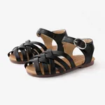Toddler/Kids Girl Basic Solid Cross Strap Sandals Beach Shoes Black