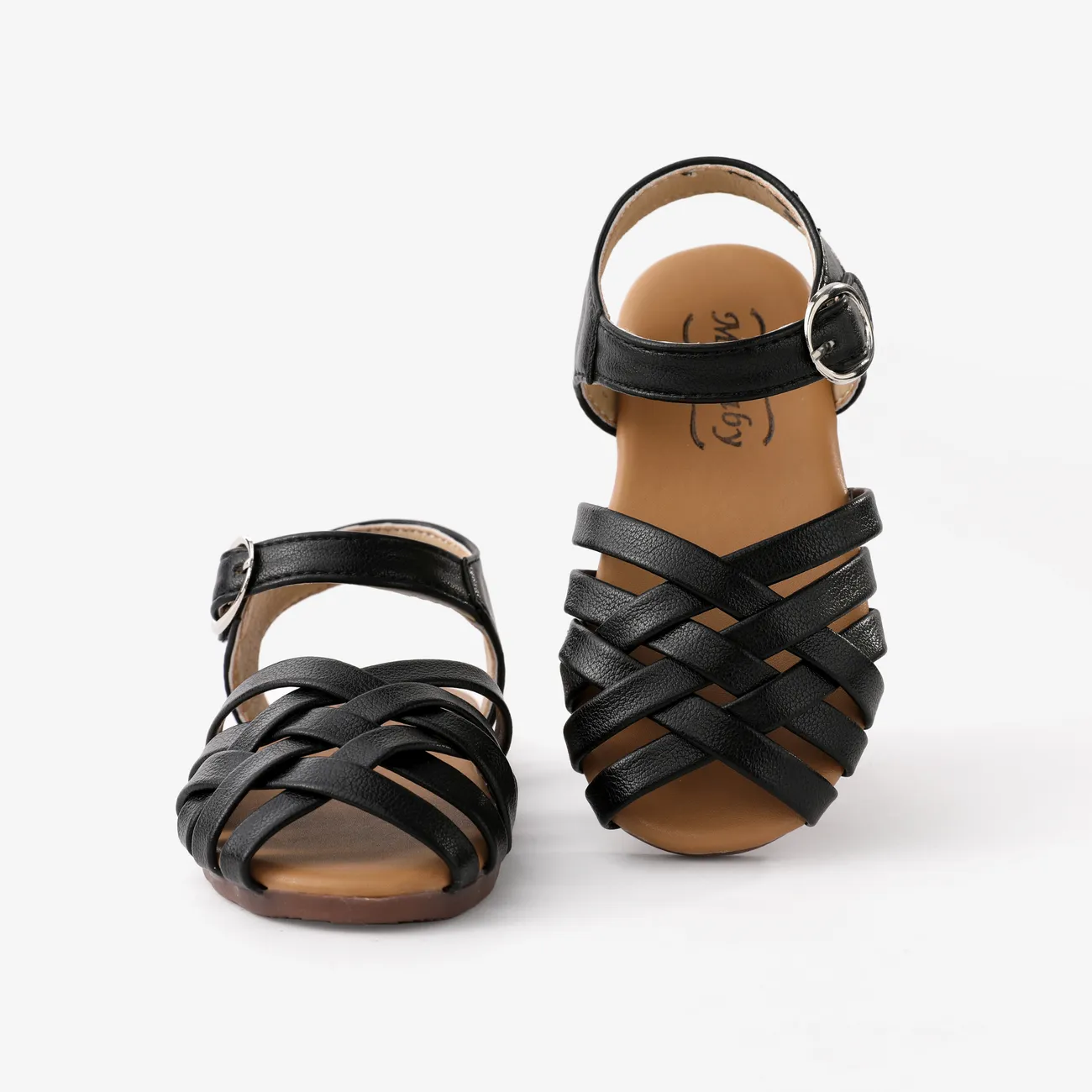 Toddler/Kids Girl Basic Solid Cross Strap Sandals Beach Shoes Black big image 1