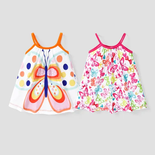 Baby Girl Sweet Butterfly Print Cami Dress