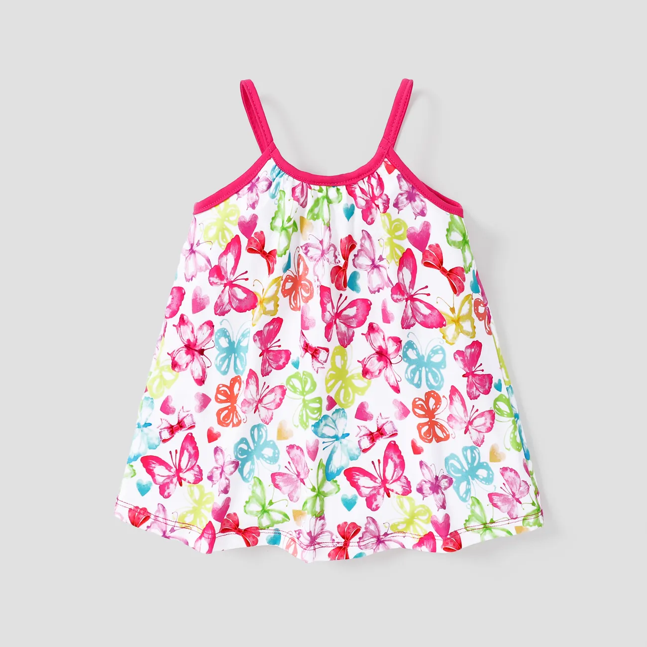 Baby Girl Sweet Butterfly Print Cami Dress Pink big image 1
