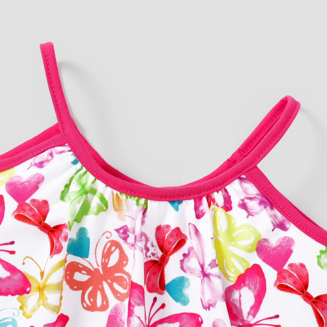 Baby Girl Sweet Butterfly Print Cami Dress Pink big image 1