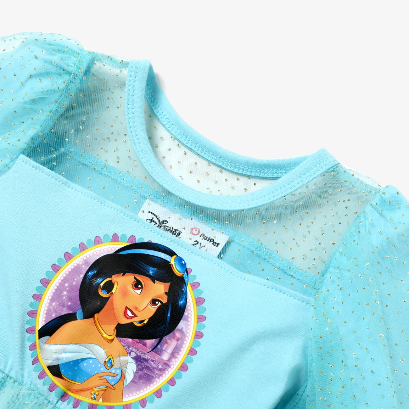 Disney Princess Día de la Madre Niño pequeño Chica Costura de tela Dulce Vestidos azul verde big image 1
