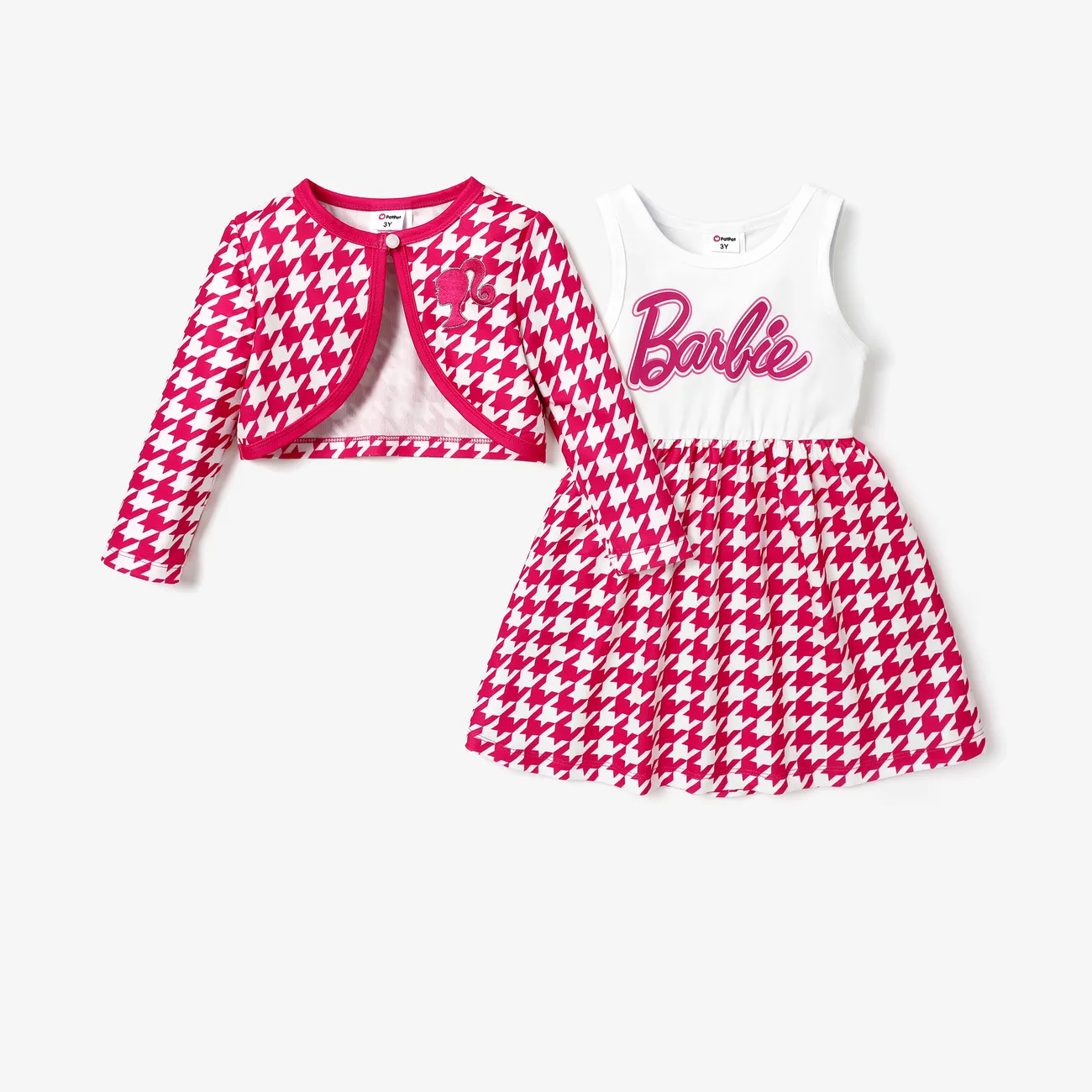 Barbie Toddler/Kid Girl Character Pattern Long-sleeve Top and Short-sleeve Letter Dress Set 
 Roseo big image 1