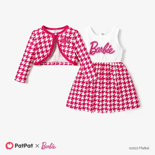 Barbie Toddler/Kid Girl Character Pattern Long-sleeve Top and Short-sleeve Letter Dress Set 

