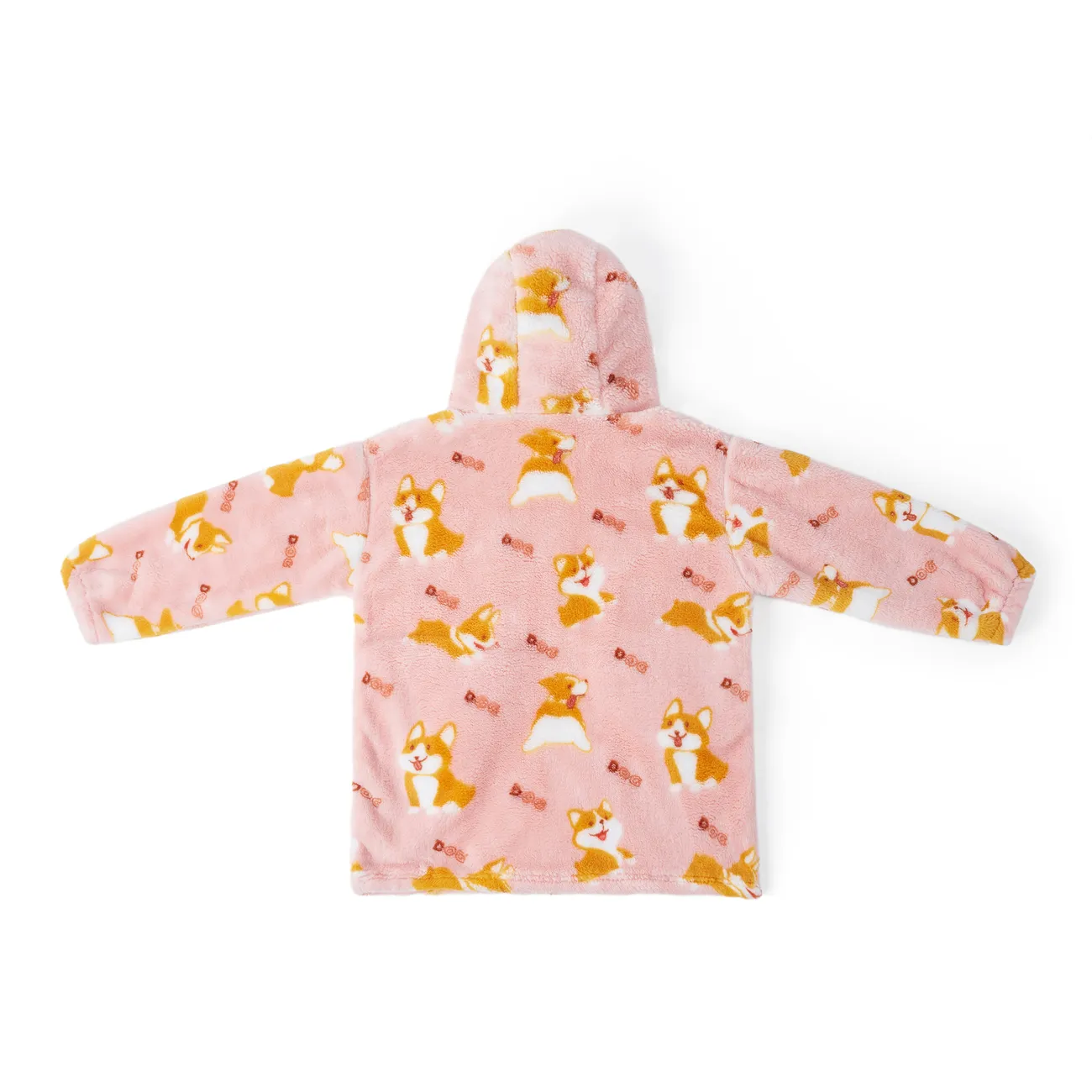 Saco de dormir con capucha de franela con capucha de niña con patrón de animales para bebé Rosado big image 1