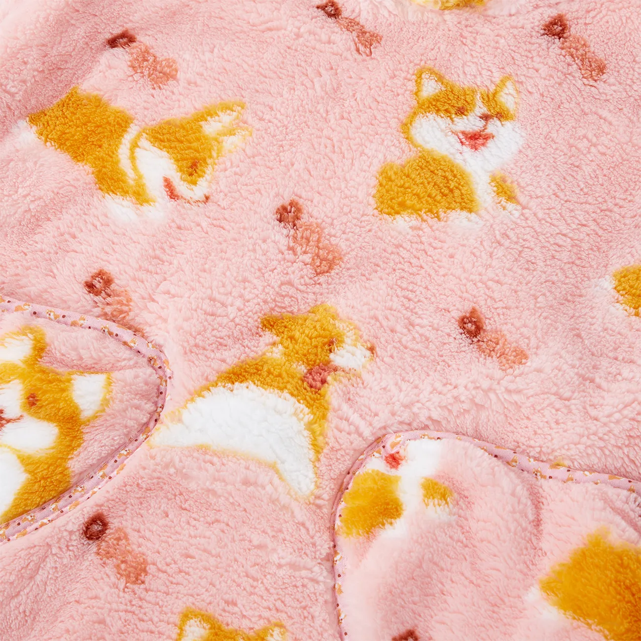 動物圖案法蘭絨女孩連帽嬰兒睡袋 粉色 big image 1