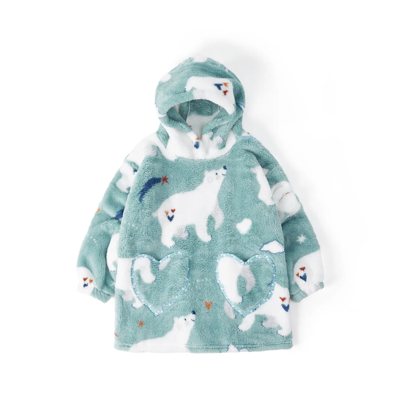 Animal Pattern Flannel Girl Hooded Sleeping Bag for Baby Blue big image 1