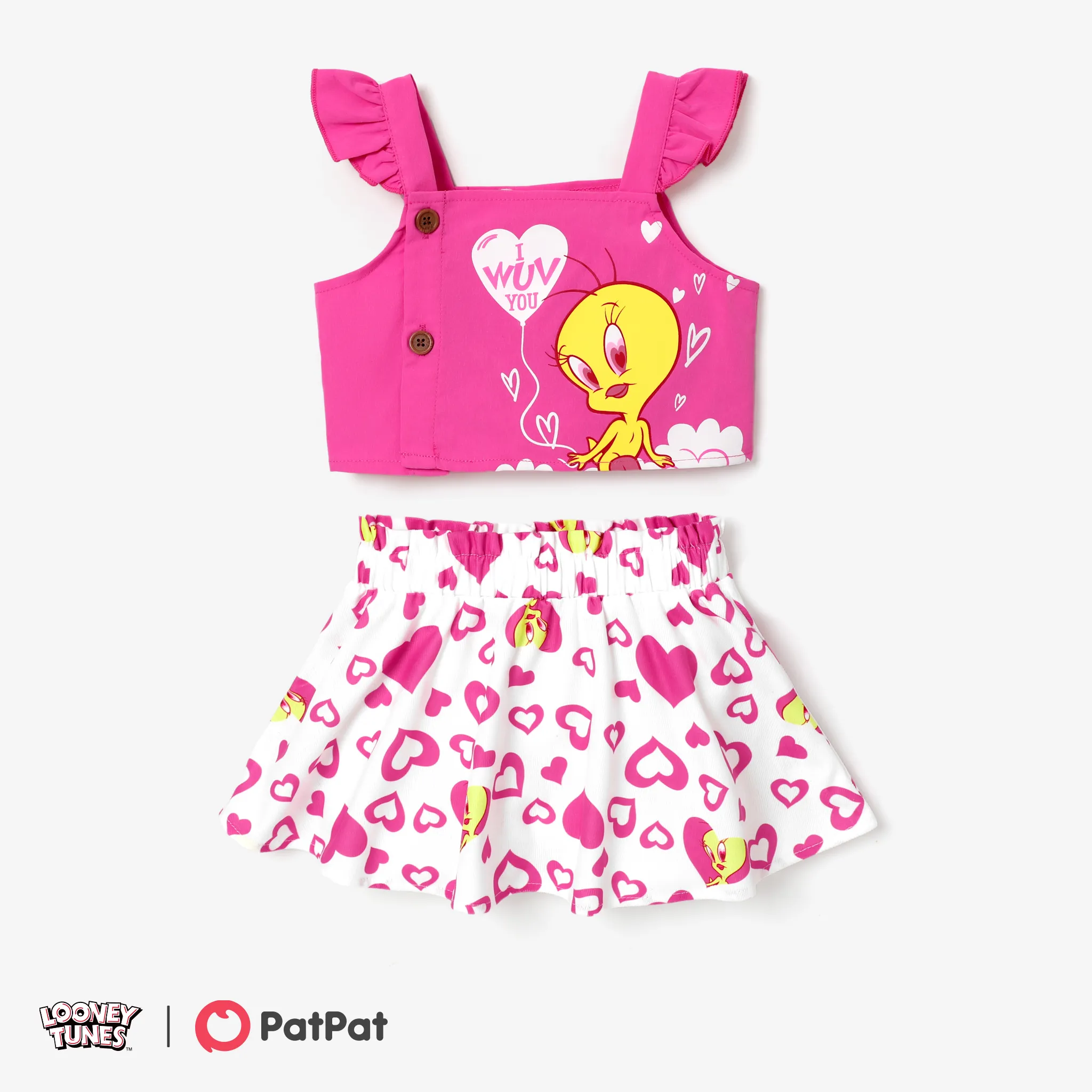 Looney Tunes Toddler Girls Heart Print Valentine's Day Tweety  Skirt sets