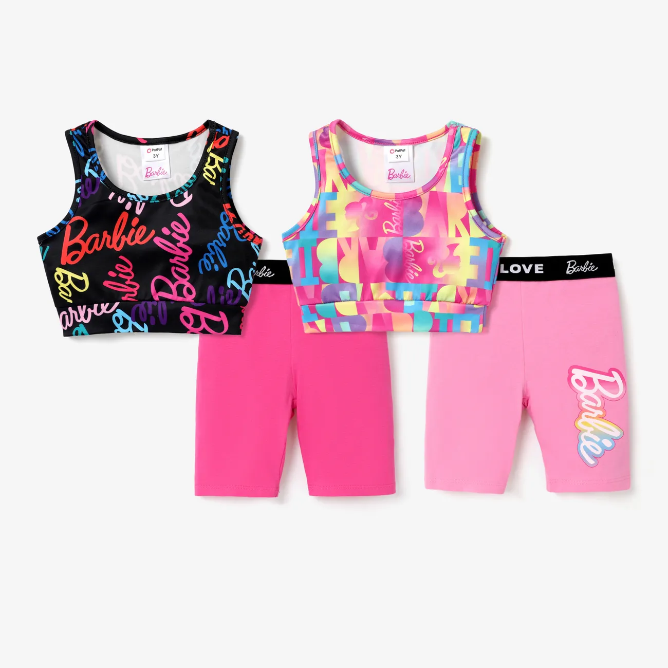 芭比娃娃 2 件適合幼兒/兒童女孩的運動套裝，帶有字母圖案
 粉色 big image 1