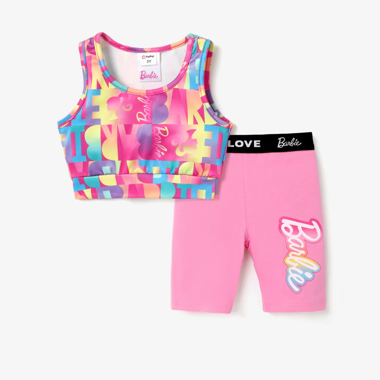 芭比娃娃 2 件運動套裝，適合幼兒/小女孩，帶字母圖案
 粉色 big image 1