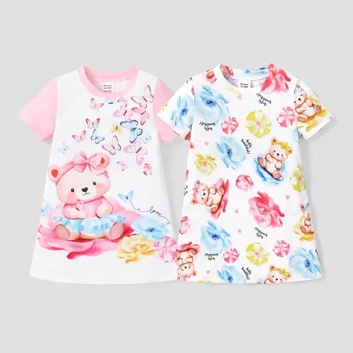 Baby/Kids Girl Sweet Animal Pattern Short-sleeve Pajama Set 