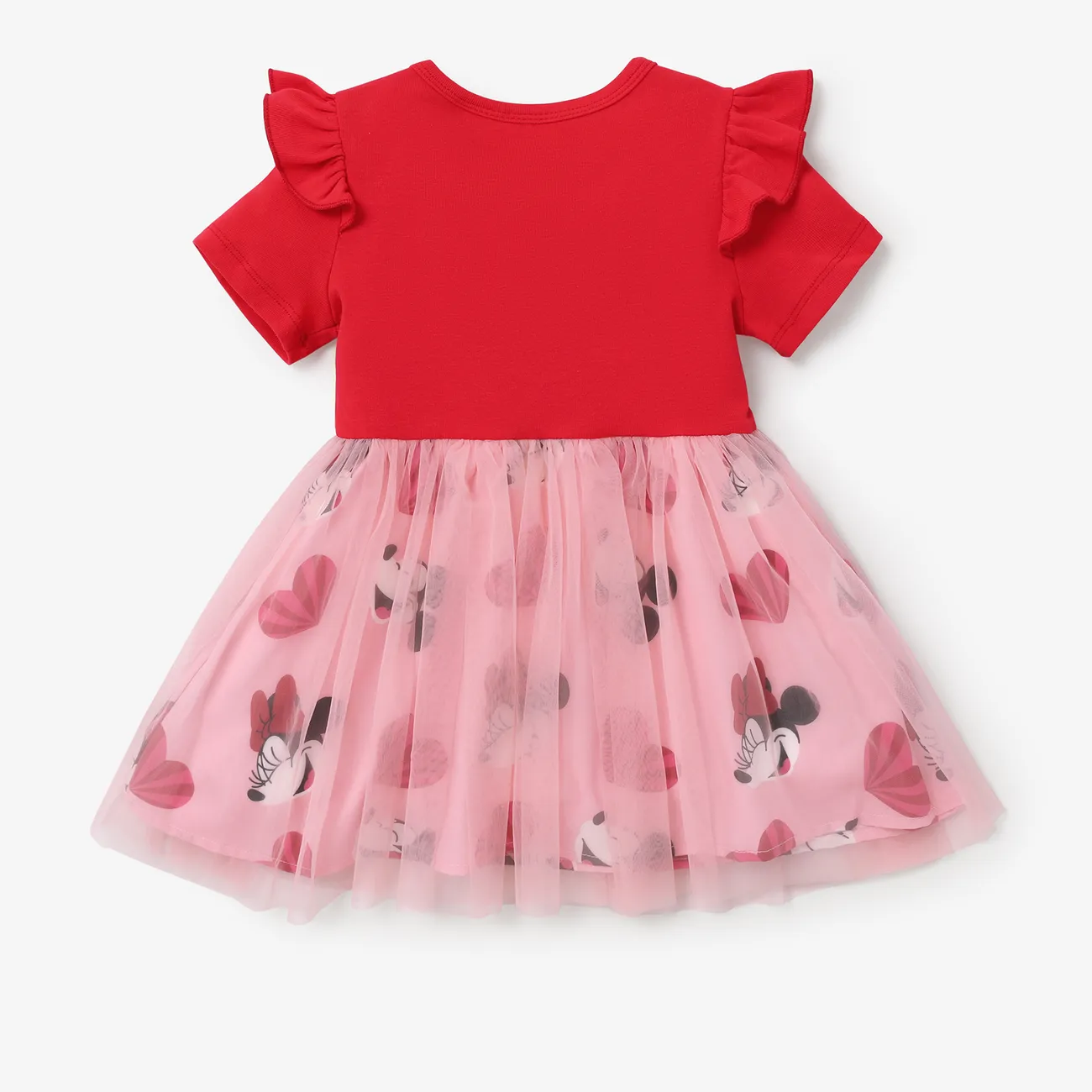 Disney Mickey and Friends Toddler Girls Mother's Day 1pc Character Print Tulle Dress Red big image 1