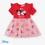Disney Mickey and Friends Toddler Girls Mother's Day 1pc Character Print Tulle Dress Red