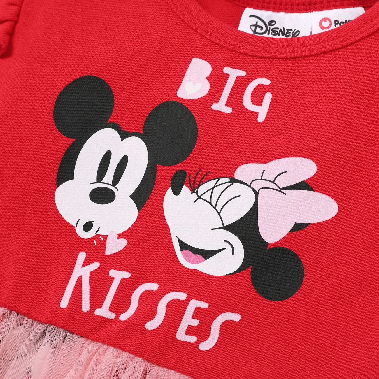 Disney Mickey and Friends Dia da Mãe Criança Menina Costuras de tecido Infantil Vestidos Vermelho big image 1