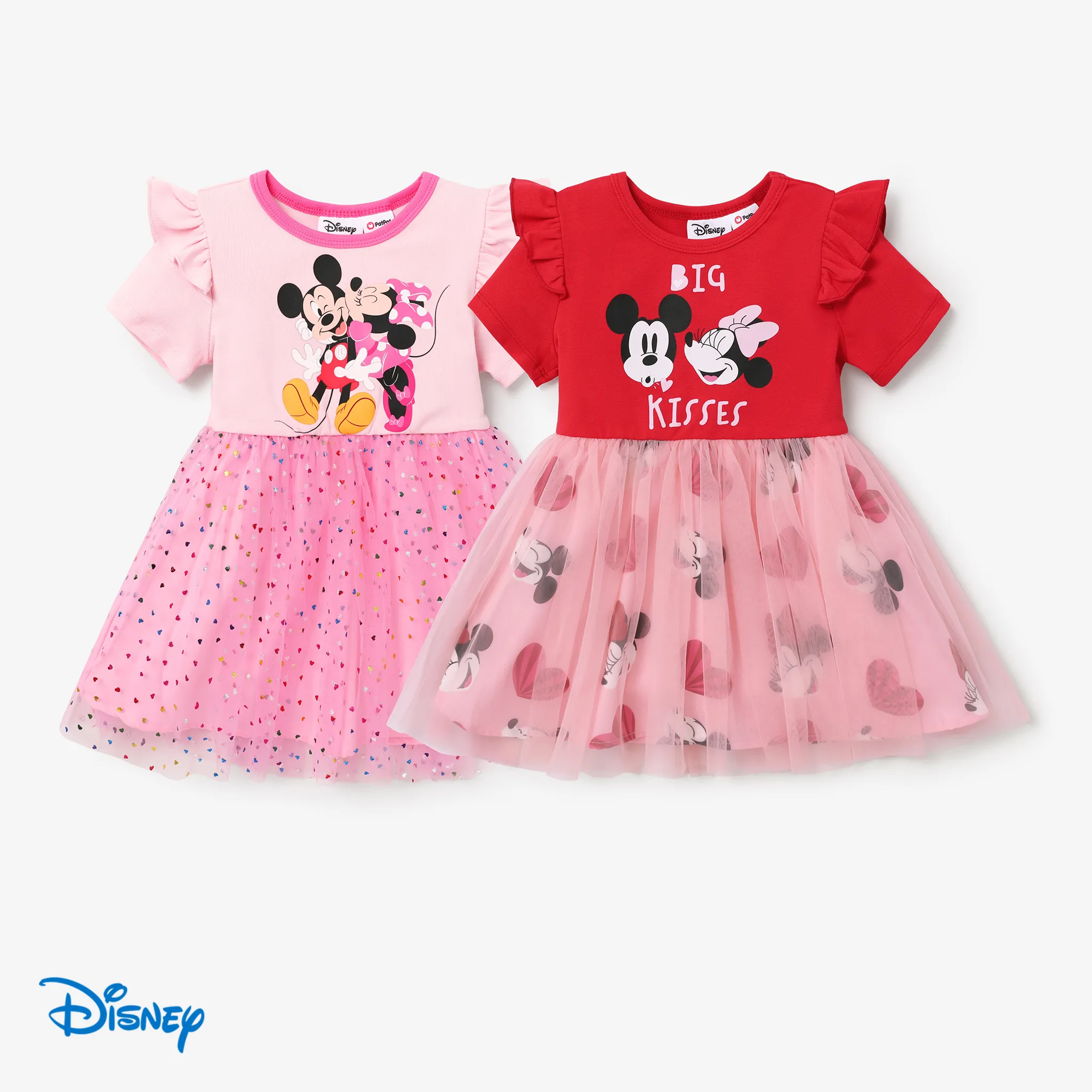 Disney Mickey and Friends Valentine's Day Toddler Girl Character Print Tulle Dress