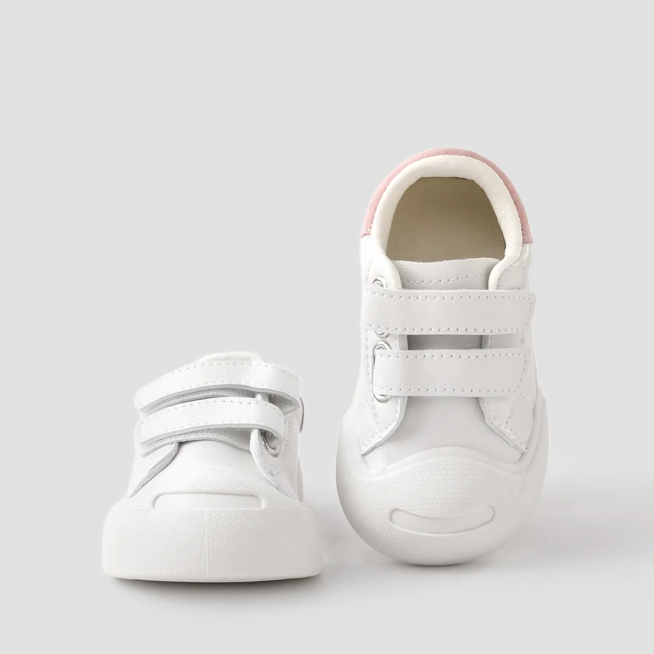 طفل صغير / أطفال فتاة الصلبة الفيلكرو الجلود الأحذية الرياضية أبيض big image 1