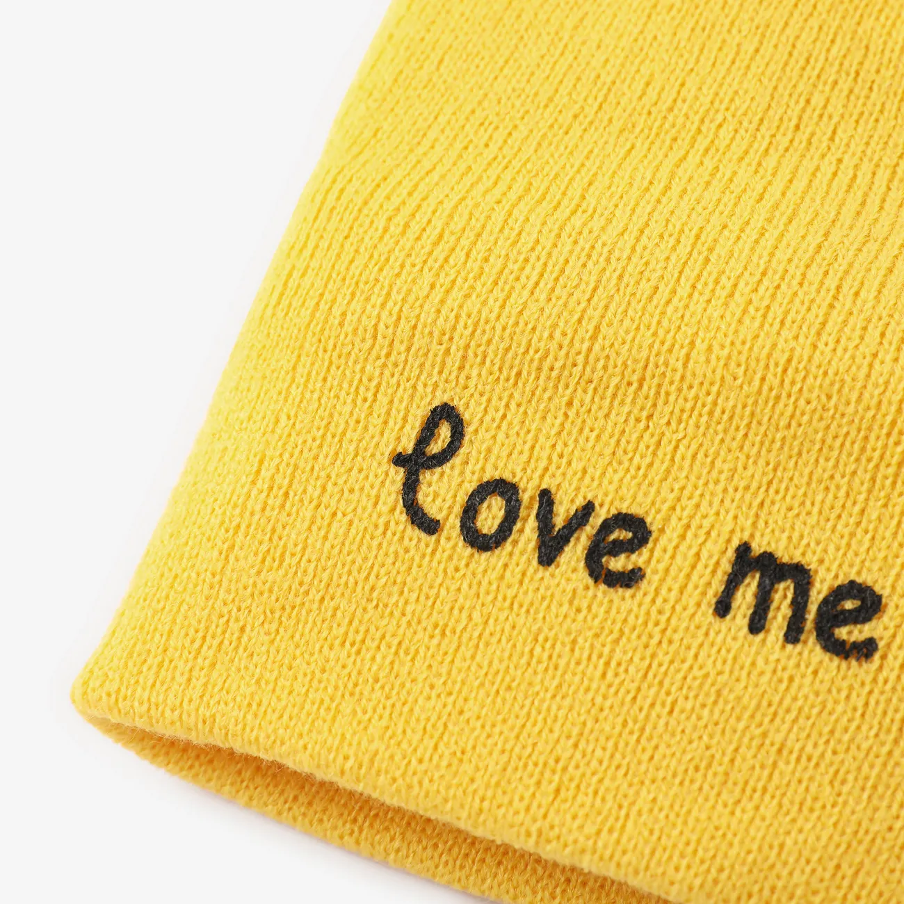 2-pack Baby / Toddler Double Pompon Letter Print Knit Beanie Hat and Scarf Set Yellow big image 1
