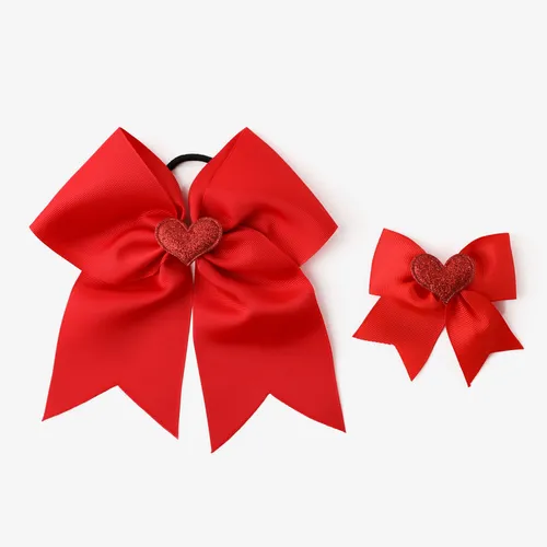 Toddler/adult Valentine's Day swallowtail bow large and small two-piece set