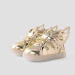 Toddler & Kids Glow In The Dark Wing Decor Mesh Stitching Breathable Velcro Casual Shoes Gold