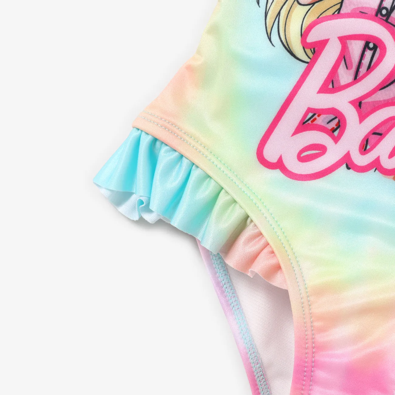 Barbie KleinkindMädchen / Kid Girl Herzmuster Gebundener Badeanzug mit Rüschenkante rosa big image 1