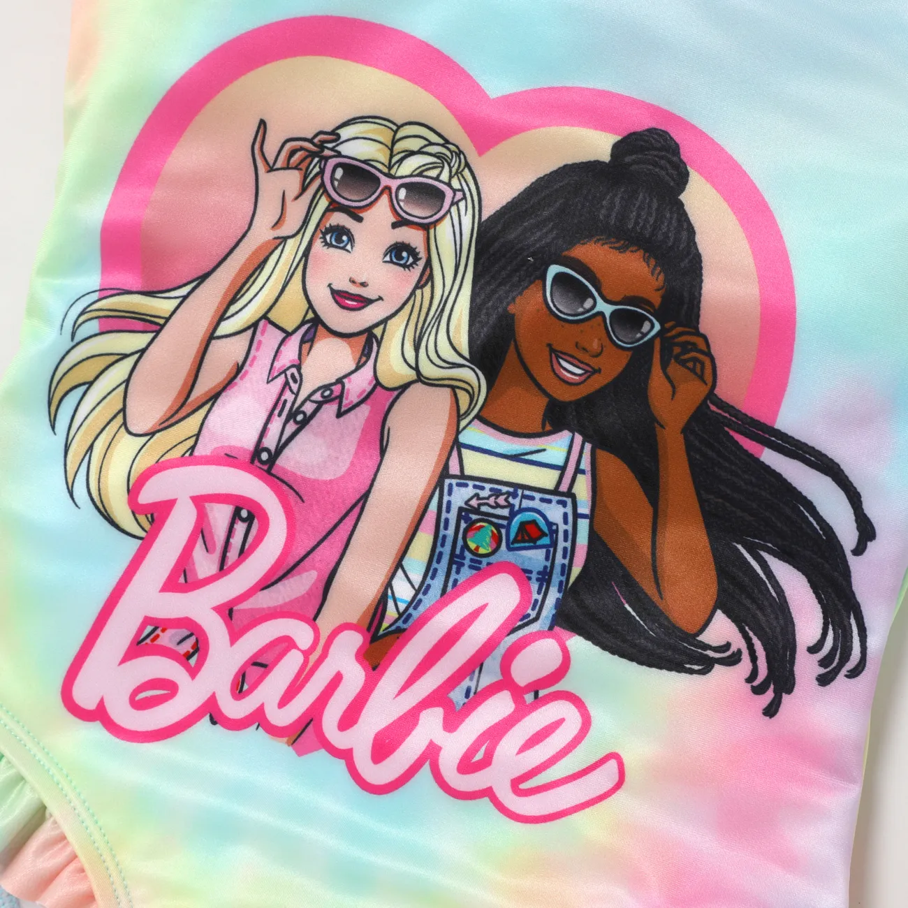 Barbie ToddlerGirl / Kid Girl Coeur motif Noué Ruffled bord maillot de bain Rose big image 1