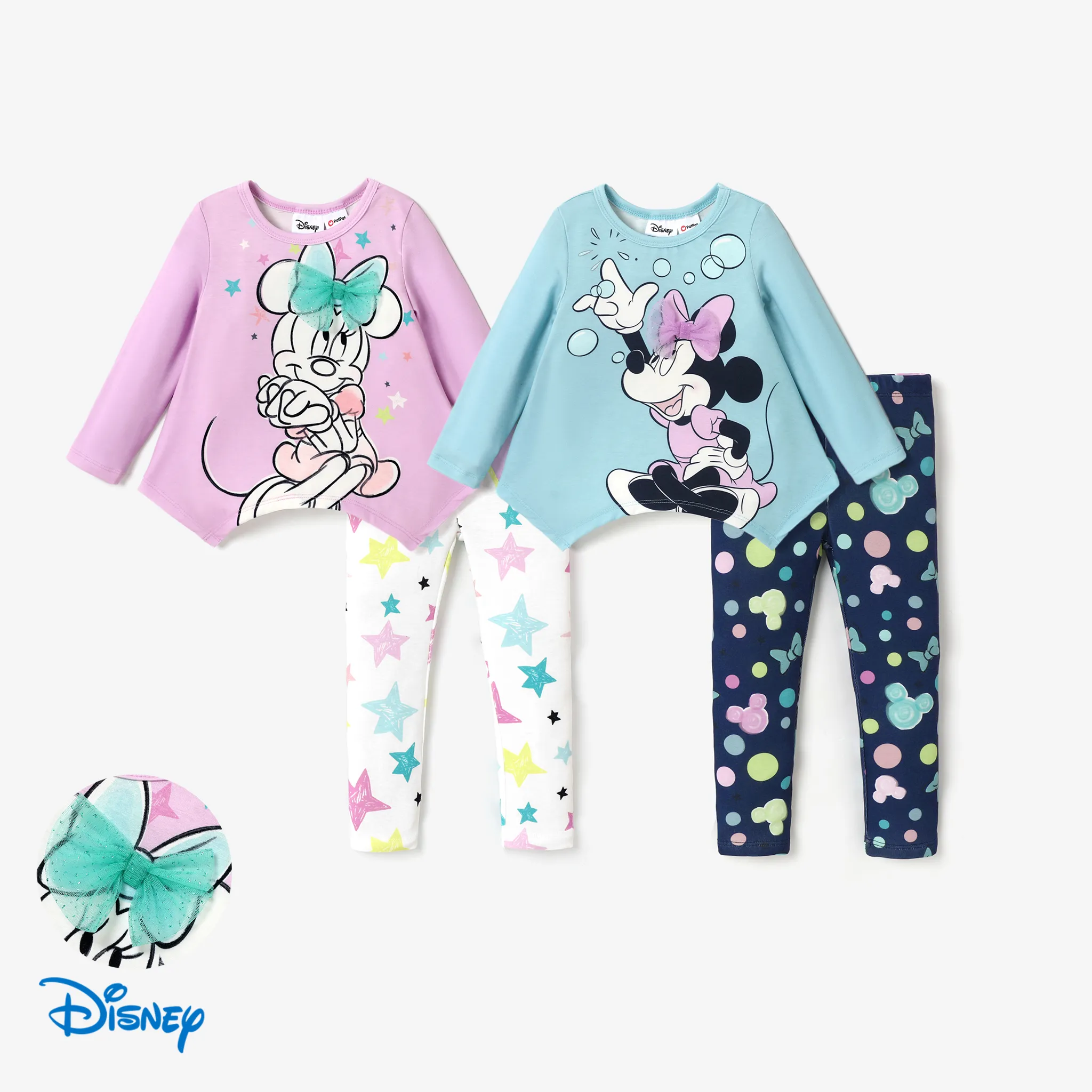 Disney Mickey and Friends Toddler Girl Character Print Top and Pants Set