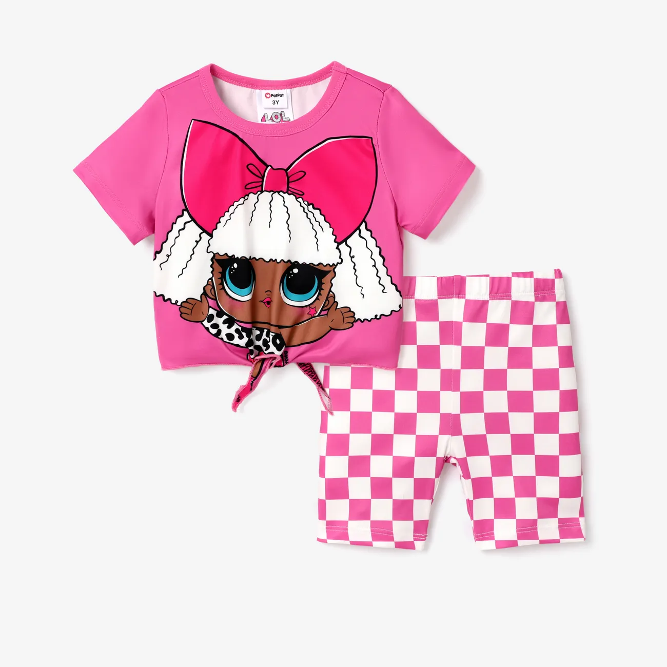 L.O.L. SURPRISE! Kid/Toddler Girl Graphic Printed Short-Sleeved T-Shirt with Short Cycling Pants Suit Roseo big image 1