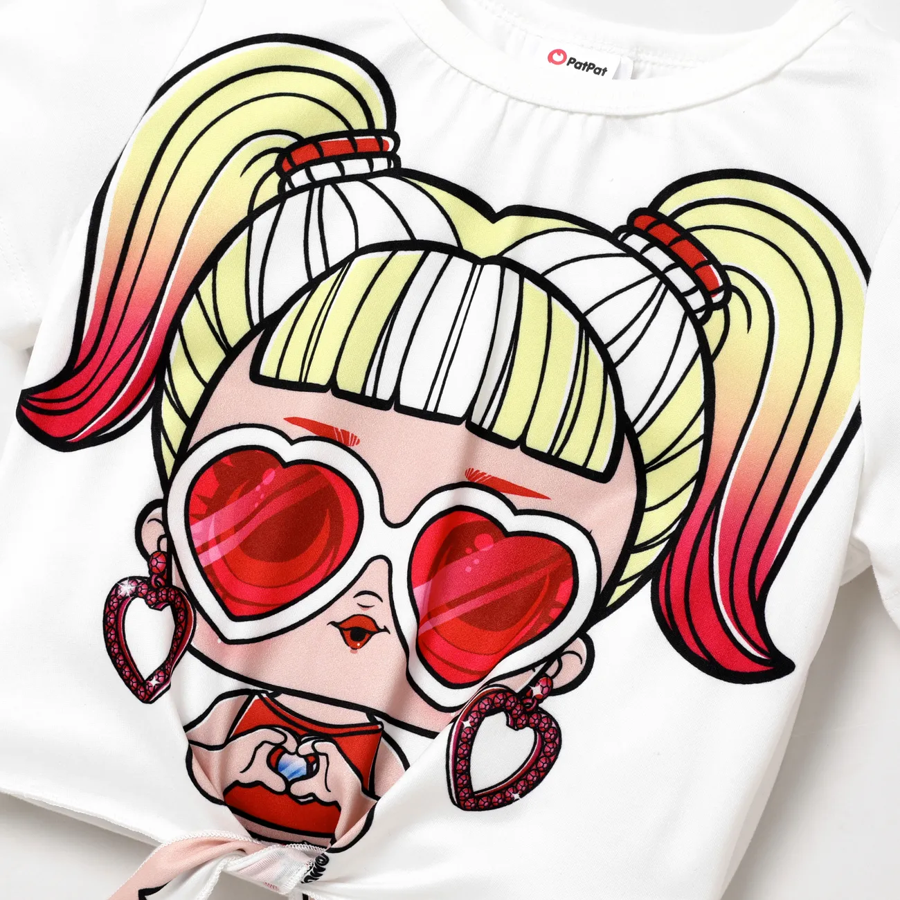 L.O.L. SURPRISE! Kid/Toddler Girl Graphic Printed Short-Sleeved T-Shirt with Short Cycling Pants Suit White big image 1