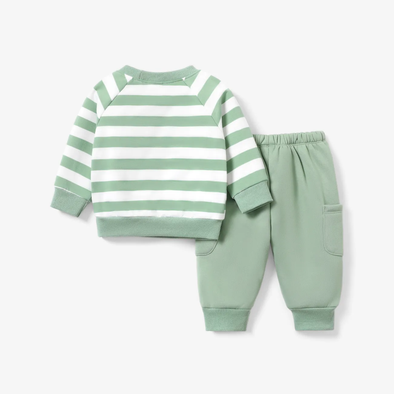2pcs Baby Boy/Girl Hyper-Tactile 3D Bear Top and Pants Set   Green big image 1