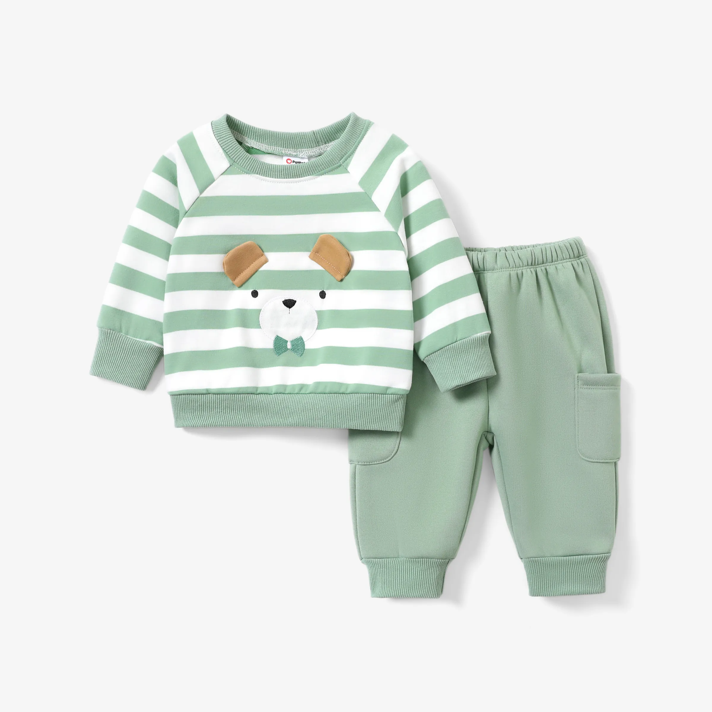 2pcs Baby Boy/Girl Hyper-Tactile 3D Bear Top And Pants Set