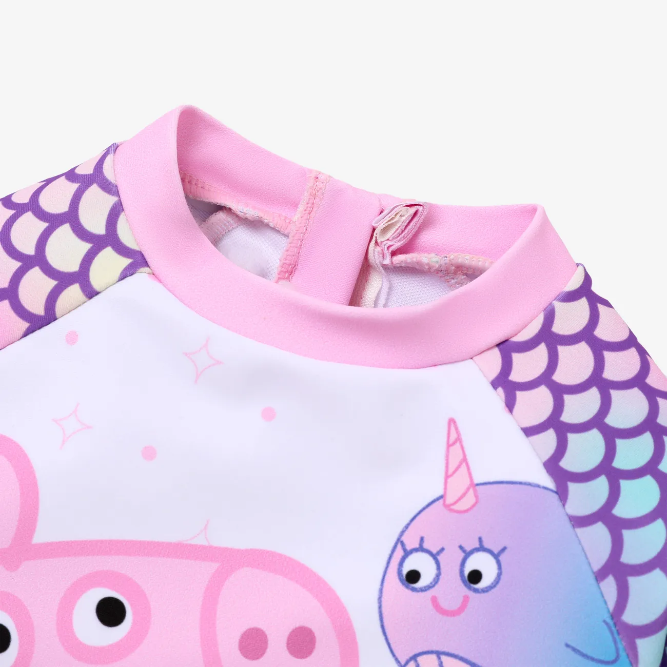 Peppa Pig 2-Piece Toddler Girls Fish Scale Ombre Pattern Swimsuit Set Pink big image 1
