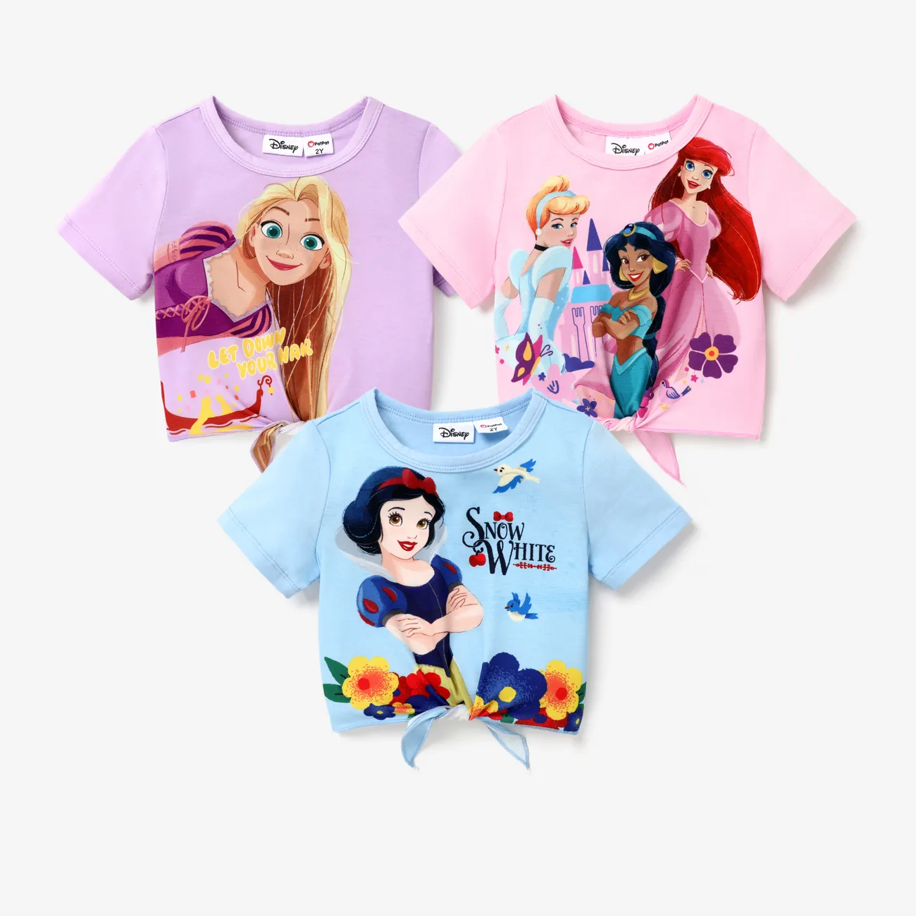 Disney Princess Criança Menina Cordões Infantil Manga comprida T-shirts Rosa big image 1