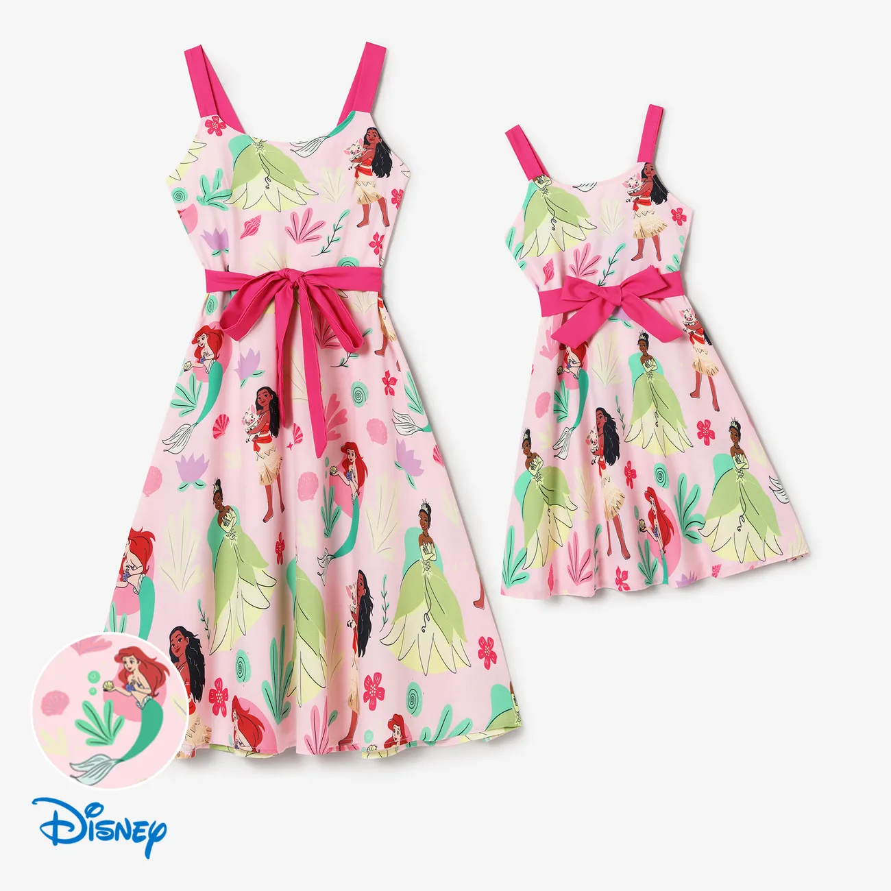 Disney Princess Mommy and Me Character and Floral Allover Print Dress Pink big image 1