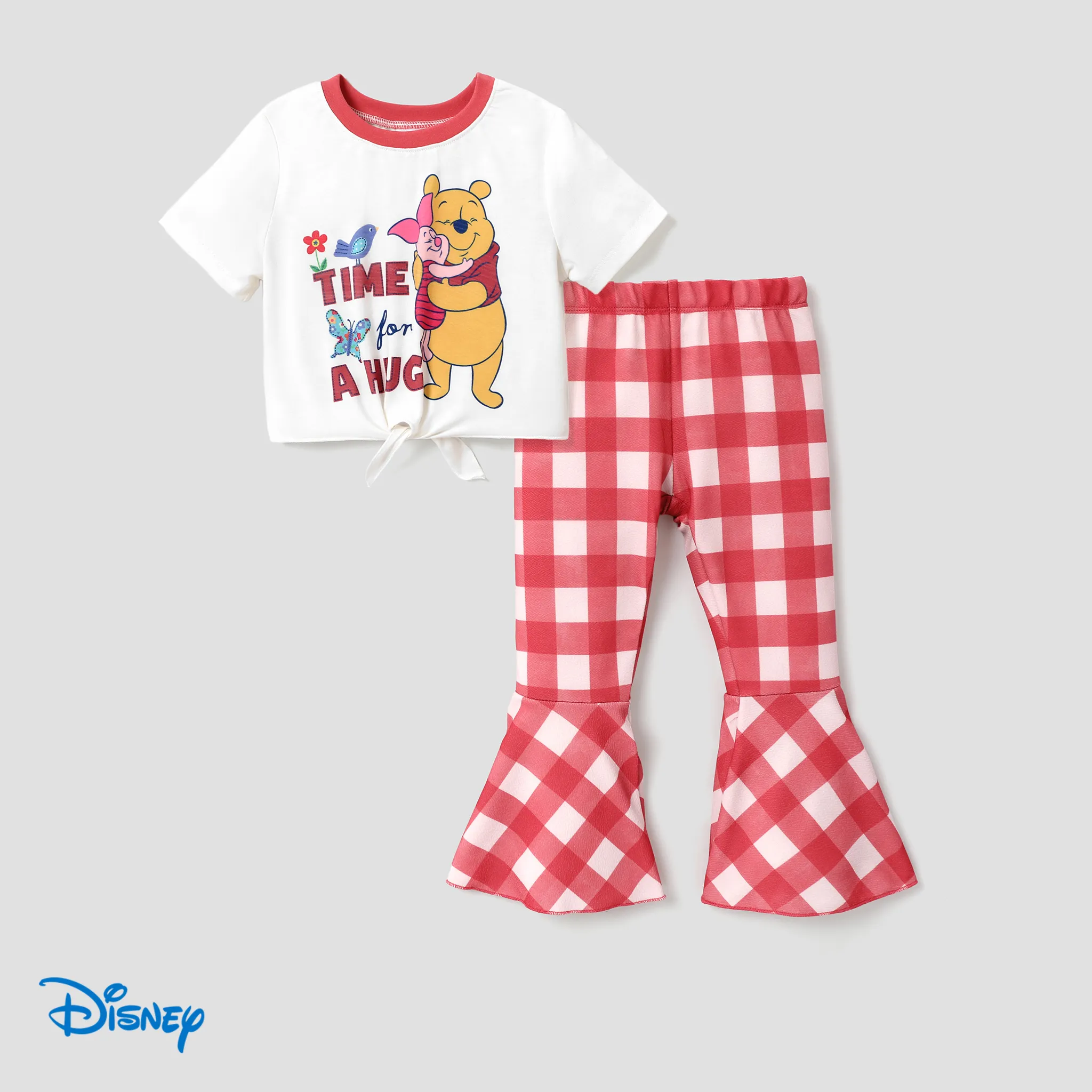 Disney Winnie the Pooh Character Pattern Short-sleeve Top and Plaid Pants 