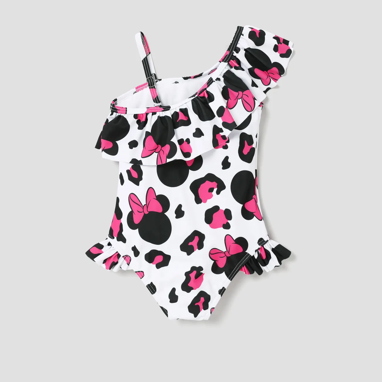Disney Mickey and Friends Toddler Girl Leopard print off-shoulder ruffle swimsuit Roseo big image 1