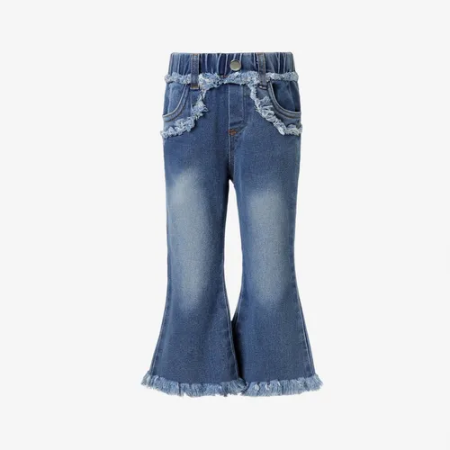 Kid Girl Sweet Tasseled Denim Jeans