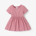 Baby Girl Ribbed Short-sleeve Dress Pink