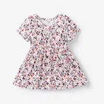 Baby Girl Ribbed Short-sleeve Dress Multi-color
