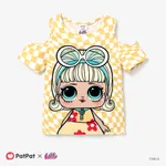 LOL Surprise 1pc Toddler/Kids Girls Character Print Checker/Sequin/ Polka dots Off-Shoulder T-shirt
 Yellow