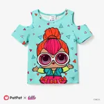 LOL Surprise 1pc Toddler/Kids Girls Character Print Checker/Sequin/ Polka dots Off-Shoulder T-shirt
 Green