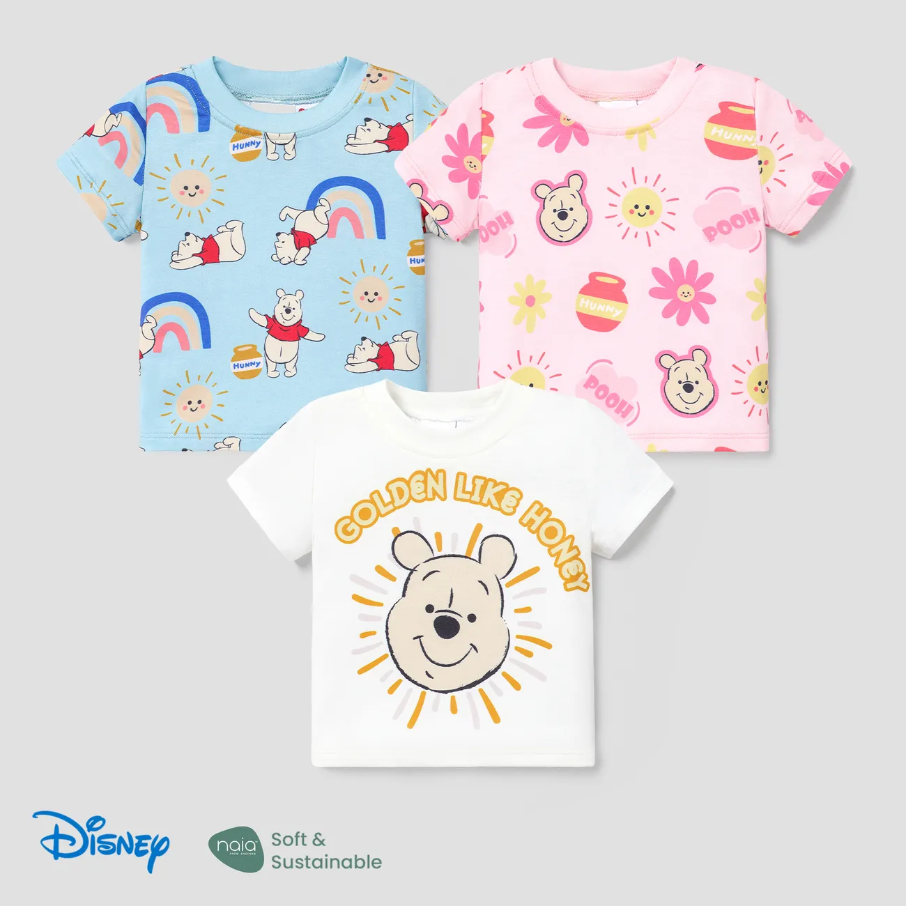 Disney Winnie the Pooh Unisex Infantil Camiseta Rosado big image 1