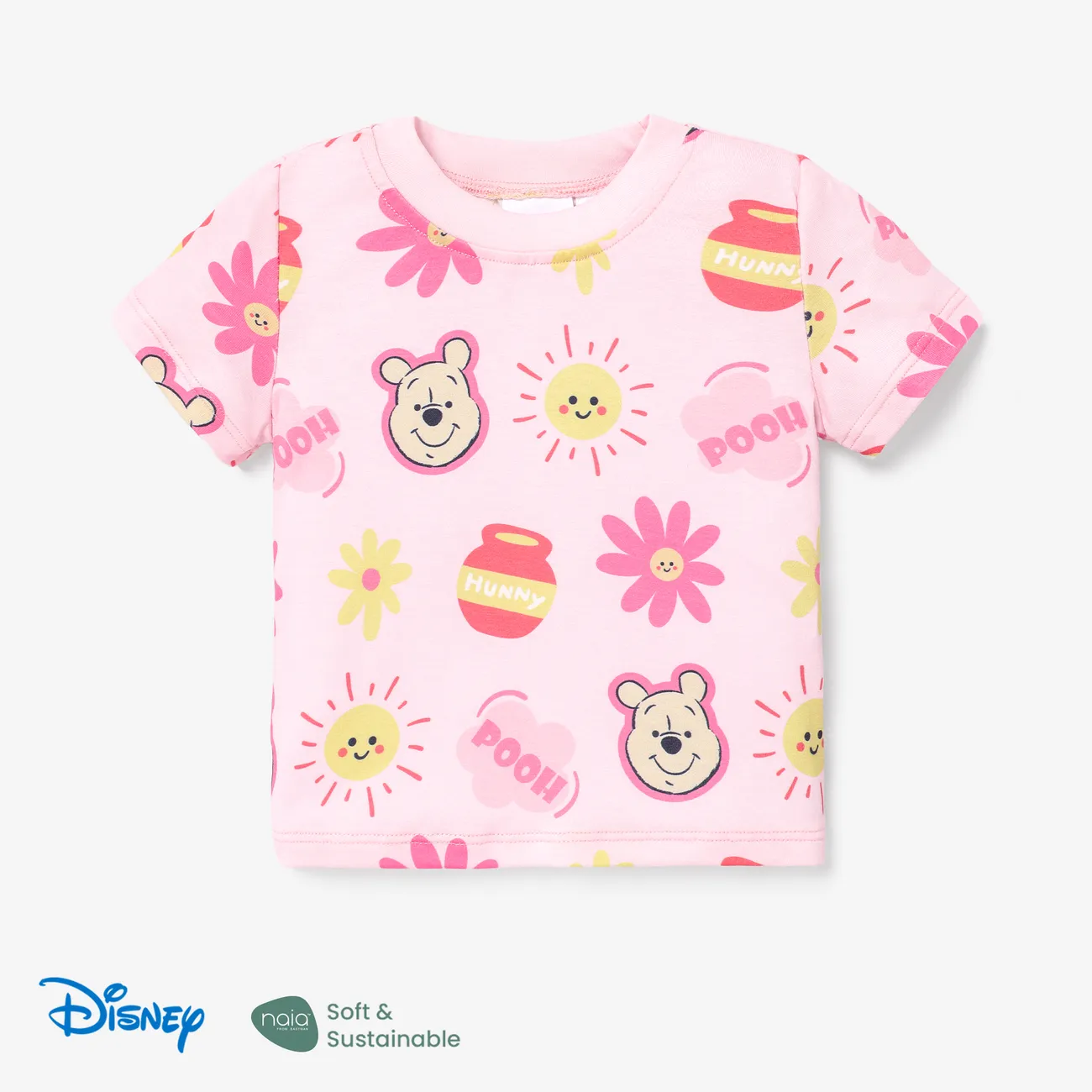 Disney Winnie the Pooh 1pc Baby/Toddler Boys/Girls Naia™ Character Print Rainbow/Floral T-Shirt

 Pink big image 1