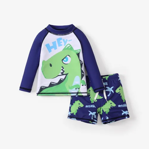 2pcs Toddler/Kid Boy Childlike Dinosaur Swimsuits Set