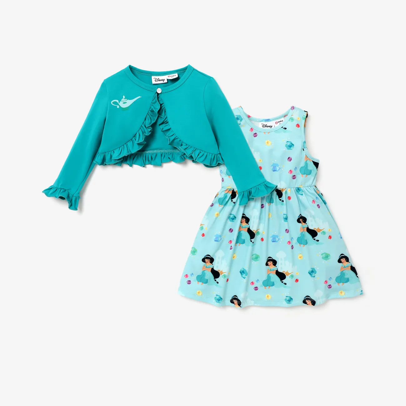 Disney princess Toddler Girl Character Ariel Dress Set with Ruffle Edge
 Turquoise big image 1