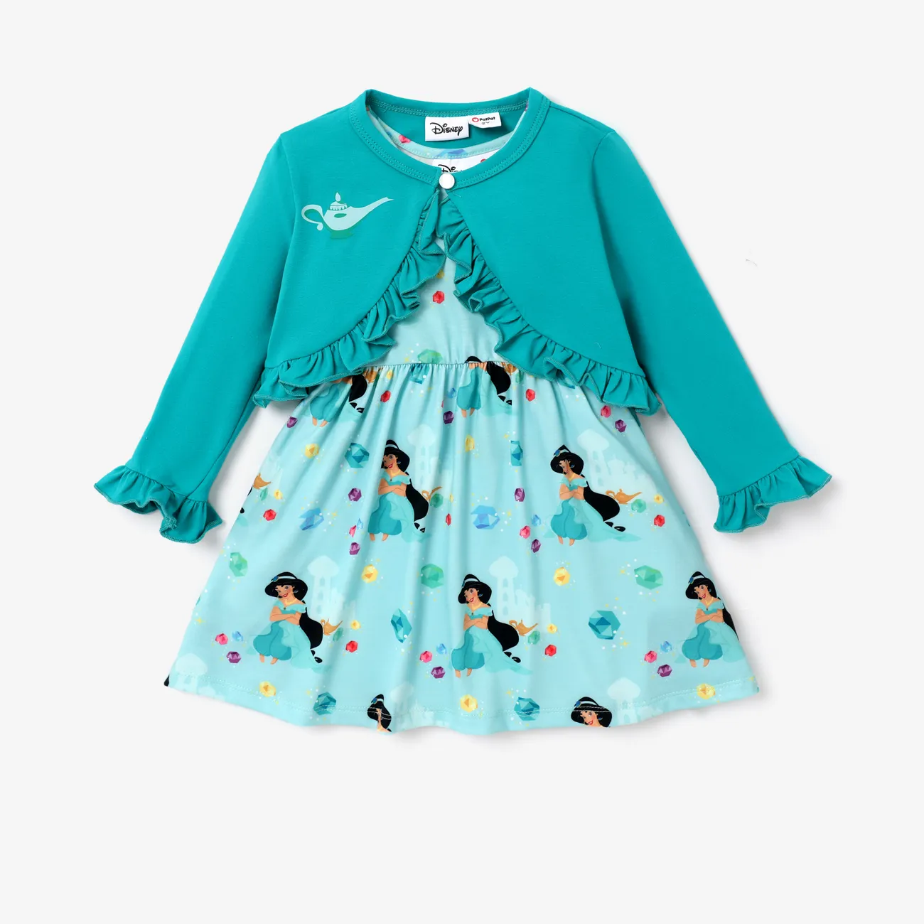 Disney Princess 2 unidades Niño pequeño Chica Volantes Infantil Traje de falda Turquesa big image 1