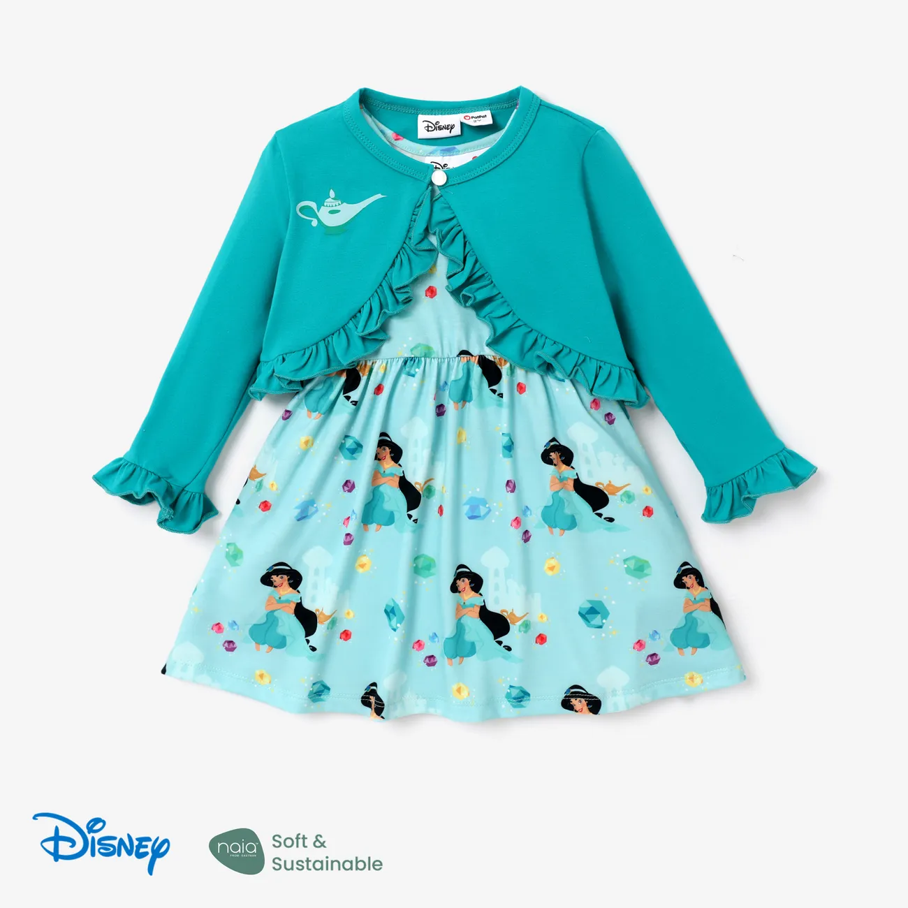 Disney Princess 2 unidades Criança Menina Extremidades franzidas Infantil Fato saia e casaco Turquesa big image 1