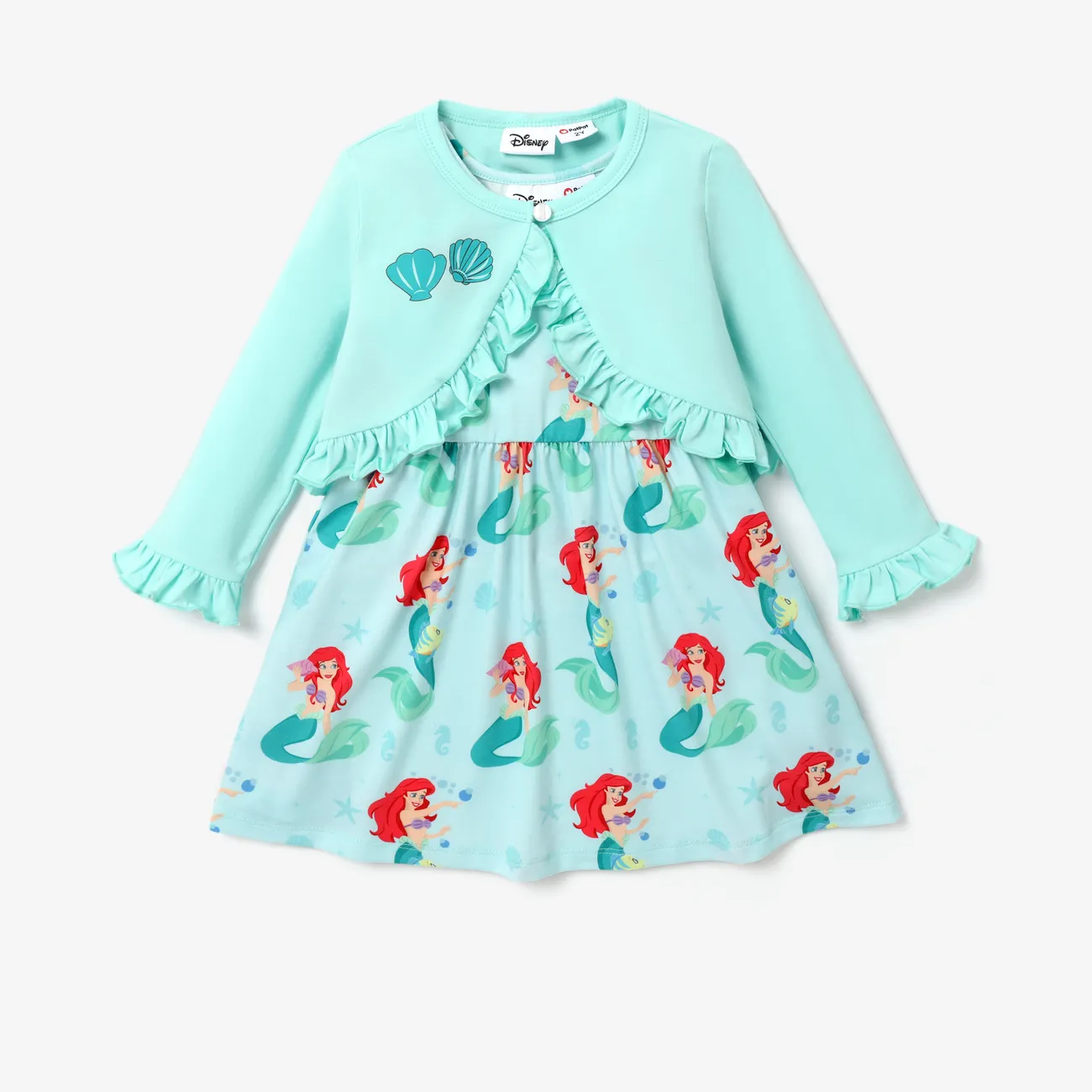 Disney princess Toddler Girl Character Ariel Dress Set with Ruffle Edge
 Light Blue big image 1