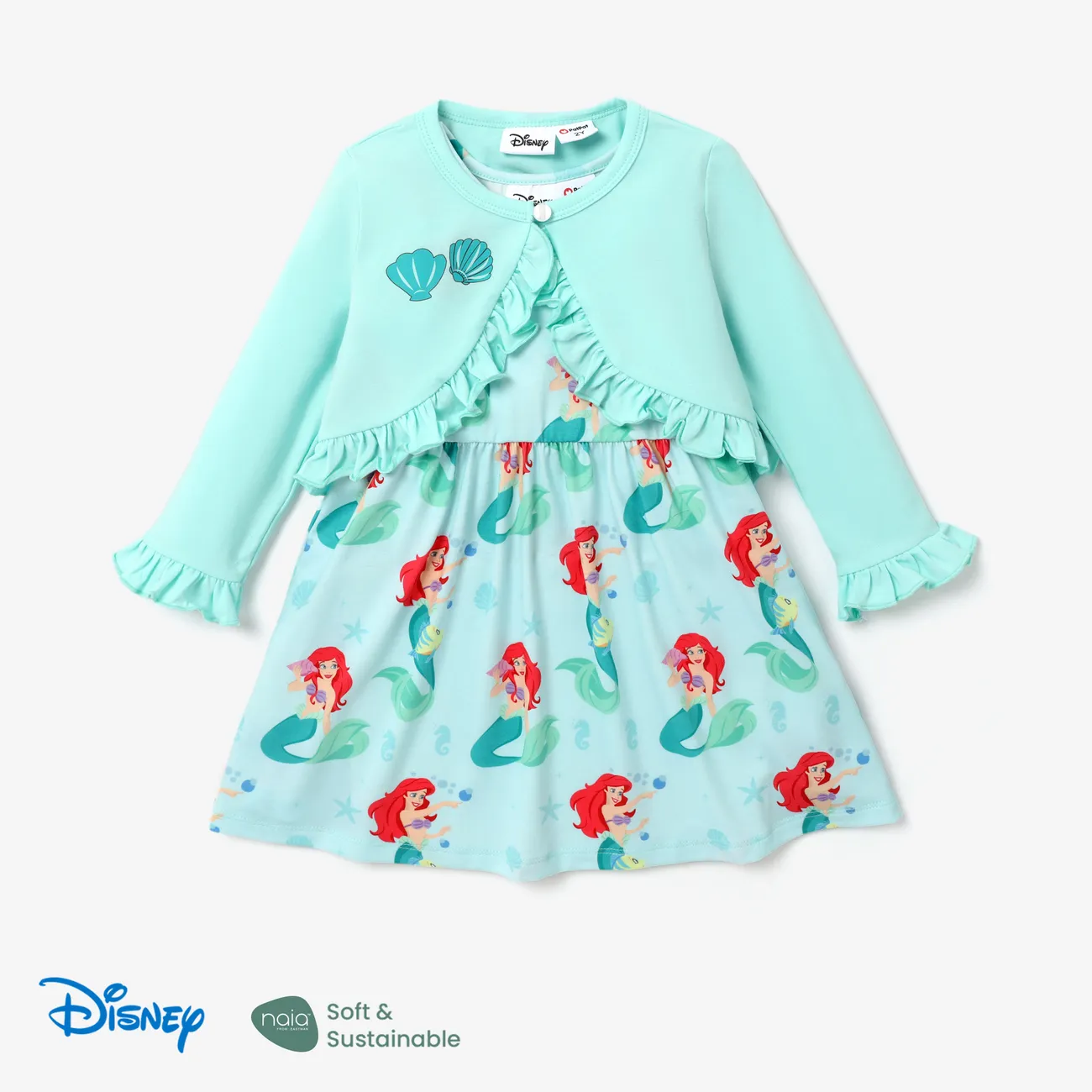 Disney Princess 2 unidades Criança Menina Extremidades franzidas Infantil Fato saia e casaco Azul Claro big image 1